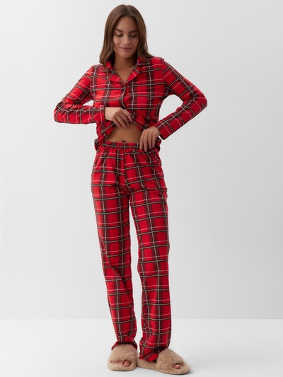 Пижама новогодняя женская (рубашка, брюки) KAFTAN «Клетка», размер 48-50
