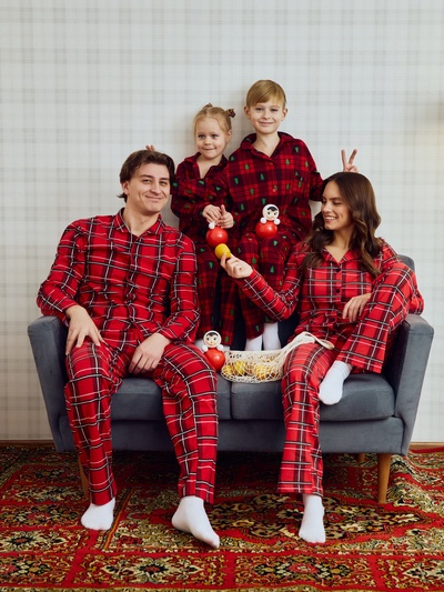 Пижама новогодняя женская (рубашка, брюки) KAFTAN «Клетка», размер 48-50