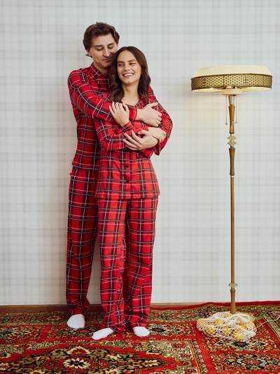 Пижама новогодняя женская (рубашка, брюки) KAFTAN «Клетка», размер 48-50