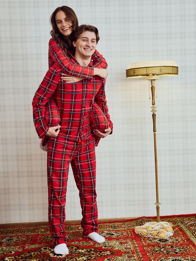 Пижама новогодняя женская (рубашка, брюки) KAFTAN «Клетка», размер 48-50