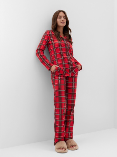 Пижама новогодняя женская (рубашка, брюки) KAFTAN «Клетка», размер 48-50