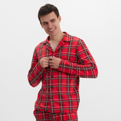 Пижама мужская (рубашка, брюки) KAFTAN «Клетка», размер 48