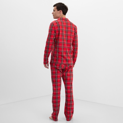 Пижама мужская (рубашка, брюки) KAFTAN «Клетка», размер 48