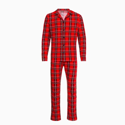Пижама мужская (рубашка, брюки) KAFTAN «Клетка», размер 48