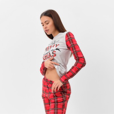 Пижама новогодняя женская (лонгслив, брюки) KAFTAN X-mas, размер 52-54