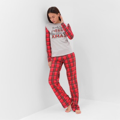 Пижама новогодняя женская (лонгслив, брюки) KAFTAN X-mas, размер 52-54