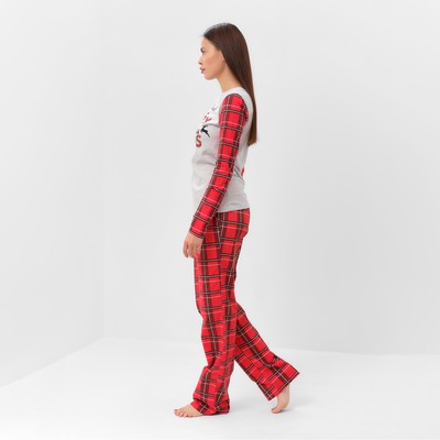 Пижама новогодняя женская (лонгслив, брюки) KAFTAN X-mas, размер 52-54