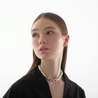 Колье «Цепь» жемчужные звенья, цвет белый в серебре, 30см - Фото 1