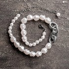 Колье «Цепь» жемчужные звенья, цвет белый в серебре, 30см - Фото 3