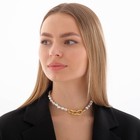 Колье «Цепь» жемчужные звенья, цвет белый в золоте, 40см - фото 53269324