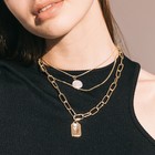 Кулон "Цепь" жемчужная таблетка, цвет белый в золоте,50см - фото 24421425