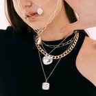 Кулон "Цепь" жемчужная таблетка, цвет белый в золоте,50см - фото 24421426