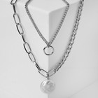 Кулон "Цепь" жемчужный амулет, цвет белый в серебре, 48см - фото 24421428