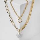 Кулон "Цепь" жемчужный амулет, цвет белый в золоте,48см - фото 24421432