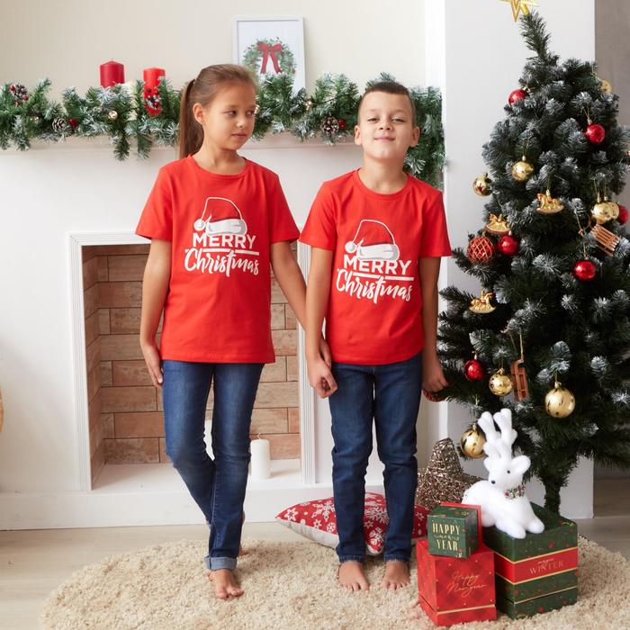 Футболка детская KAFTAN "Merry Christmas" размер 28 (86-92) - Фото 1