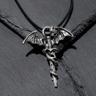 Кулон унисекс «Легенды» дракон с мечом, цвет чернёное серебро на чёрном шнурке, 60 см - фото 8191991