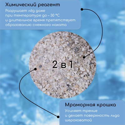 Реагент противогололёдный, мраморная крошка и реагент, 10 кг, работает при – 30 °C, в мешке, Greengo
