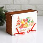 Коробка деревянная, 26.5×17.5×12 см "Новогодняя. Подарки в Новый год", подарочная упаковка - Фото 1
