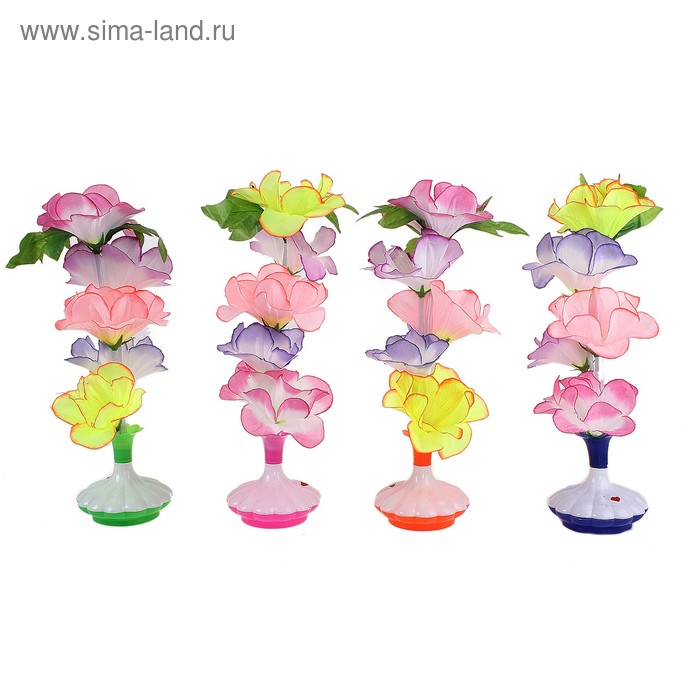 Светильник букет из 5 пионов в вазочке 35 см. - Фото 1