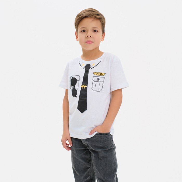Футболка для мальчика KAFTAN Pilot, белая, рост 86-92 см - Фото 1