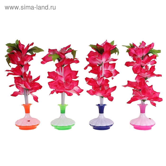 Светильник букет из 5 переливающихся алых лилий 33 см. - Фото 1