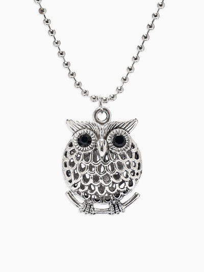 Кулон «Сова круглая», art, цвет серебро чернёное, 44 см
