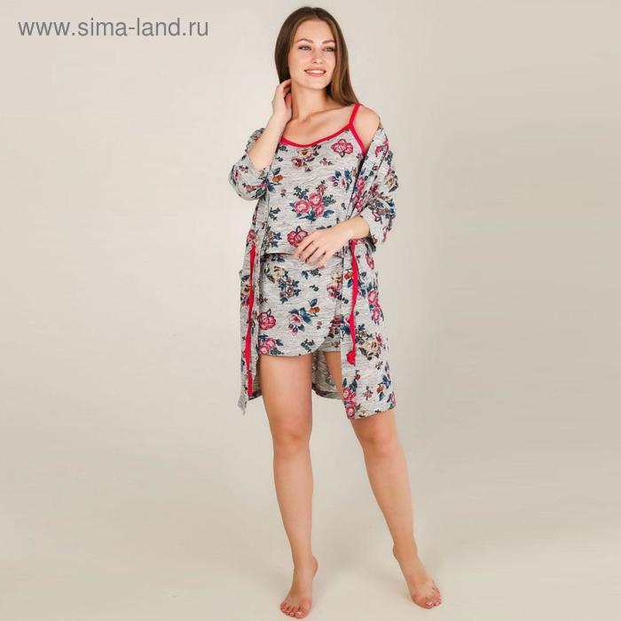 Комплект (майка, шорты, халат) женский, цвет МИКС, размер 42 - Фото 1
