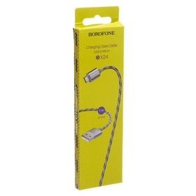 Кабель Borofone BX24, micro USB - USB, 2.4 А, 1 м, оплётка нейлон, серый