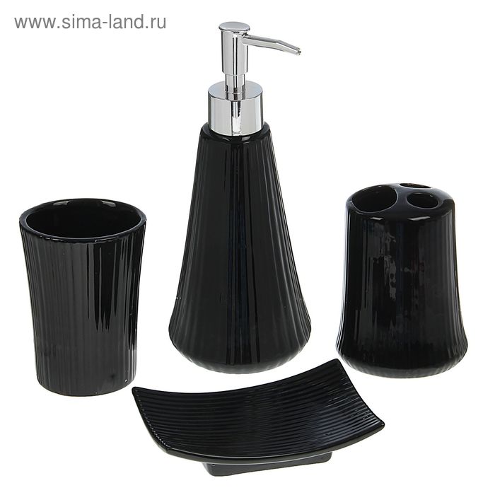 Набор аксессуаров для ванной комнаты «Василек», 4 предмета (мыльница, дозатор для мыла, 2 стакана) - Фото 1