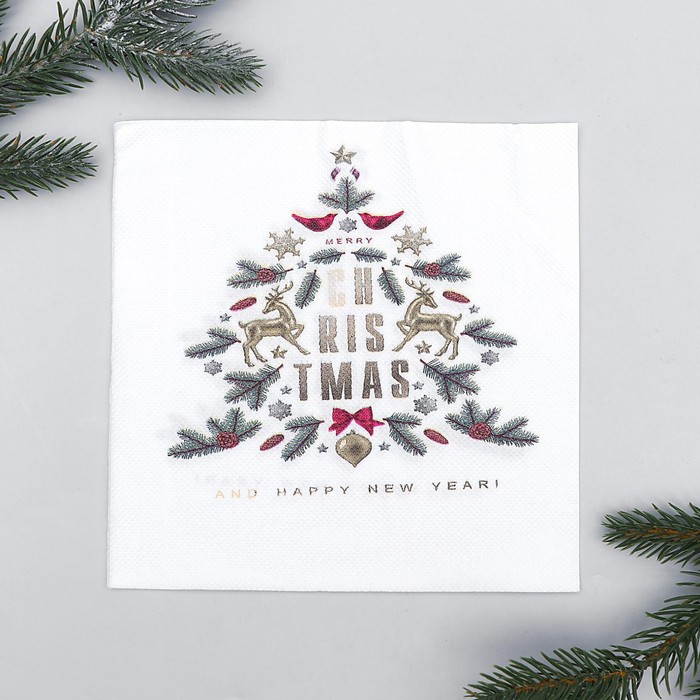 Салфетки бумажные «Ёлочка», 33х33 см, набор 20 шт. - Фото 1