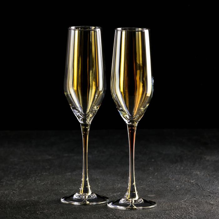 Набор бокалов для шампанского «Золотой хамелеон», 160 мл, 2 шт - Фото 1