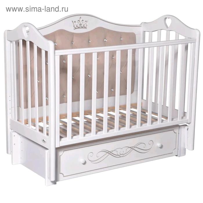 Детская кровать Domenica Elegance Premium, мягкая стенка, маятник, ящик, цвет белый - Фото 1