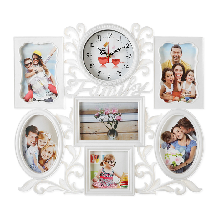 Часы настенные с фоторамками "Family", бесшумные, 45 х 37 см, d-11.5 см, АА - Фото 1