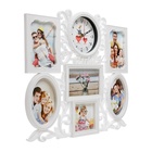 Фоторамка - коллаж на 6 фото с часами настенными Family, бесшумные, 45×37 см, d=11.5 см - Фото 2