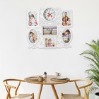 Фоторамка - коллаж на 6 фото с часами настенными Family, бесшумные, 45×37 см, d=11.5 см - Фото 5
