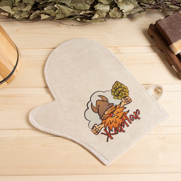 Рукавица для бани и сауны «Жар-пар», полиэфир, шерсть, «Добропаровъ» - Фото 1