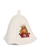 Шапка для бани и сауны, с принтом «Все бабы как бабы, а я Королева», полиэфир 70%, шерсть 30%, белая, «Добропаровъ» - фото 57939443