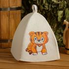 Шапка для бани детская "Тигрёнок" с принтом, белая - Фото 1