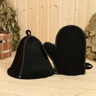 Набор для бани, 5 предметов: шапка, коврик, рукавица, мочалка, сумка, шерсть 20%, полиэфир 80%, тёмный, МИКС, «Добропаровъ» - Фото 2