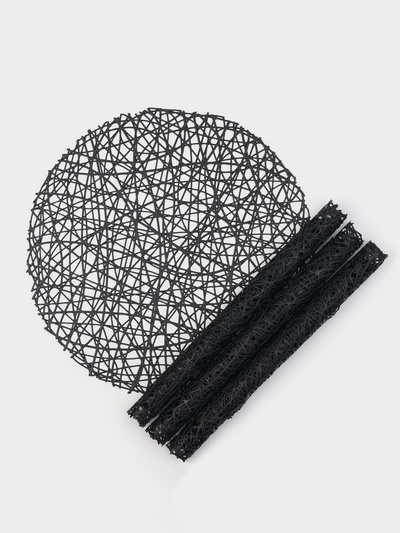 Салфетки сервировочные на стол Доляна «Паутинка», d=38 см, 4 шт., чёрные