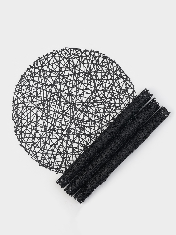 Салфетки сервировочные на стол Доляна «Паутинка», d=38 см, 4 шт., чёрные - Фото 1