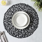Салфетки сервировочные на стол Доляна «Паутинка», d=38 см, 4 шт., чёрные - Фото 2