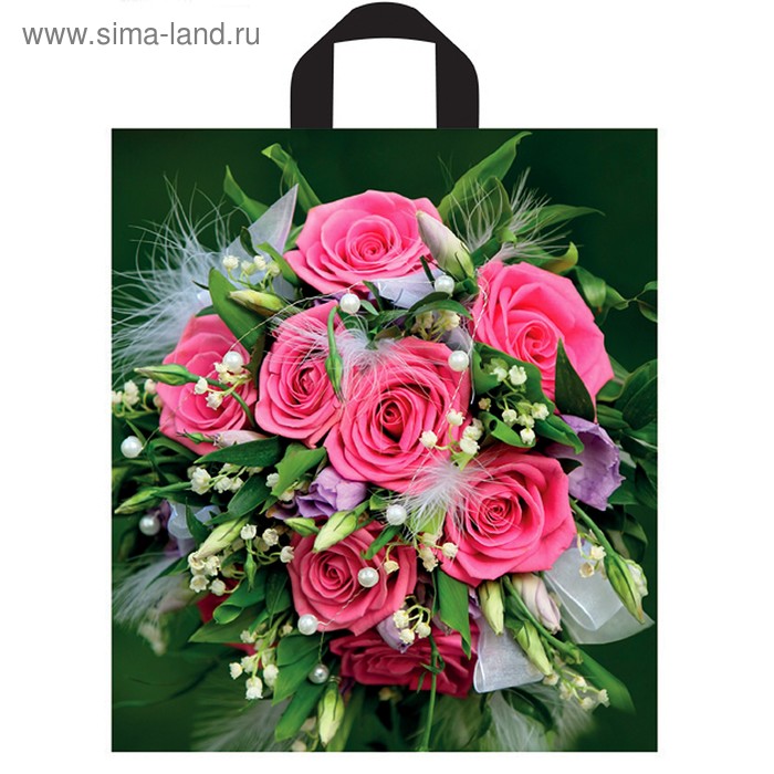 Пакет "Розы" полиэтиленовый, с петлевой ручкой, 40х44 см, 43 мкм - Фото 1