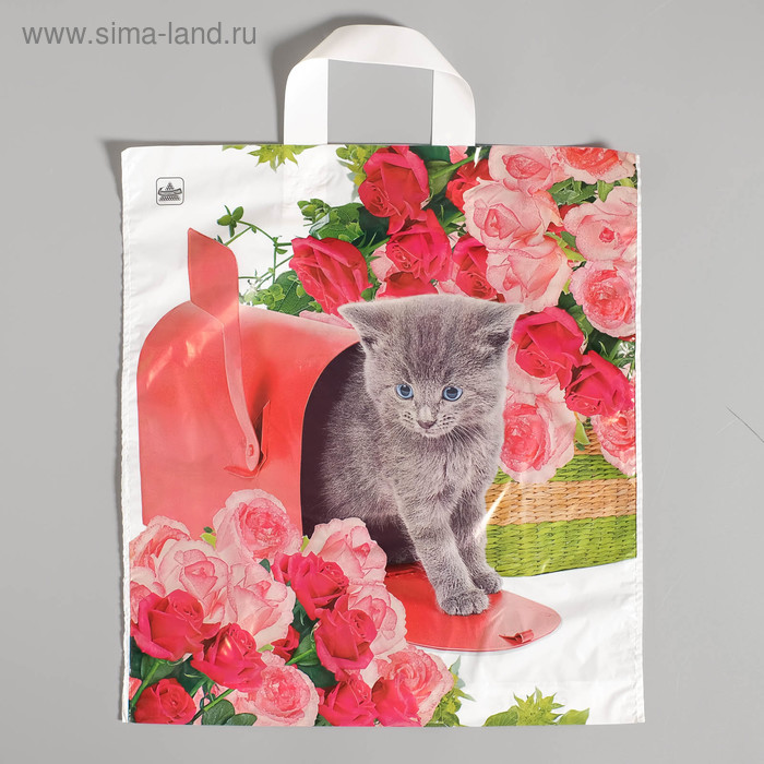 Пакет "Мурзик", полиэтиленовый с петлевой ручкой, 42х38 см, 37 мкм - Фото 1