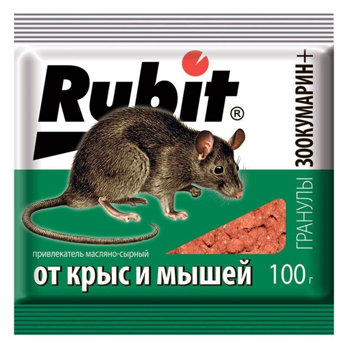 Гранулы от грызунов "Rubit", Зоокумарин+, пакет, 100 г - Фото 1