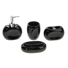 Набор аксессуаров для ванной комнаты «Осязание», 4 предмета (мыльница, дозатор для мыла, 2 стакана), цвет чёрный - Фото 1