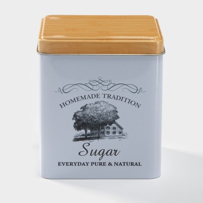 Банка для сахара «Дом и поле», 1.1 л, 12×10 см, жесть, белая