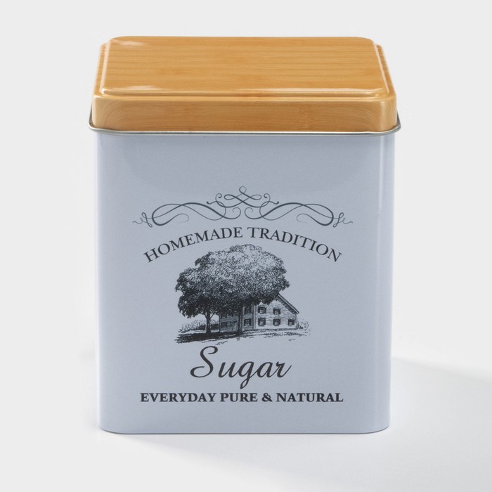Банка для сахара «Дом и поле», 1.1 л, 12×10 см, жесть, белая - Фото 1