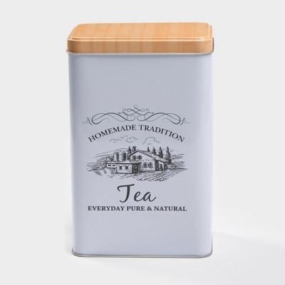 Банка для чая «Дом и поле», 19×12×8 см, жесть, белая