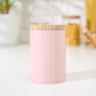 Банка для сыпучих продуктов «Ромб», 430 мл, 11.5×7.3 см, жесть, розовая